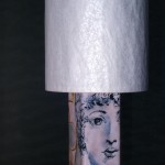 Lamp 410, enamel, copper, steel construction, lamp shade Japanese paper