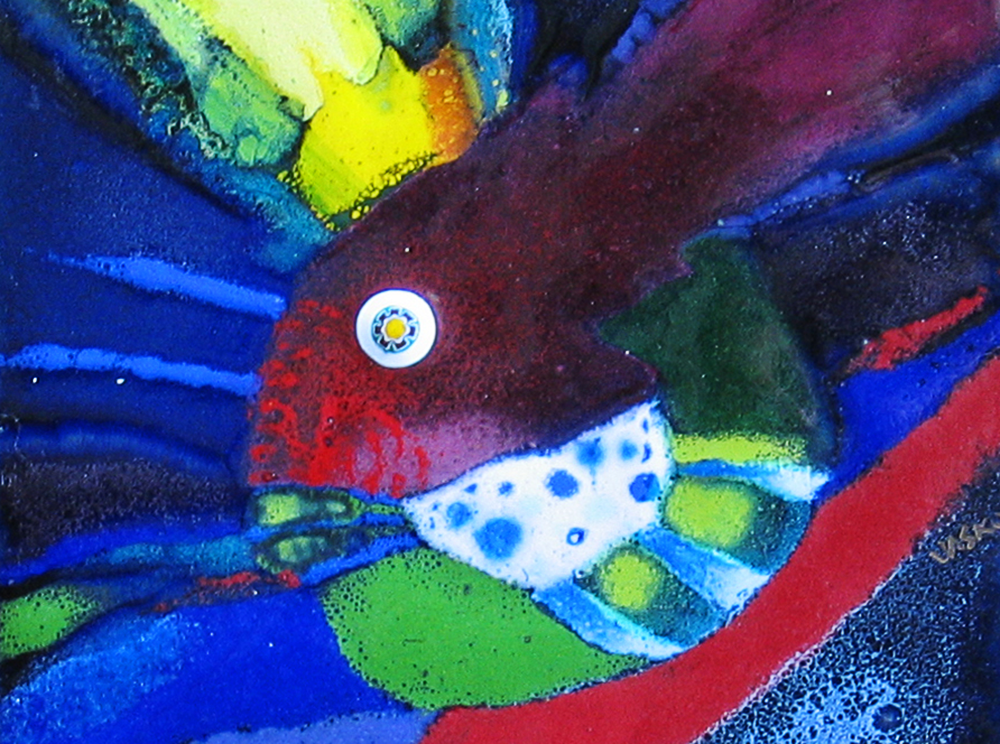 Little Fish Vasko, enamel on copper, 18X18 cm